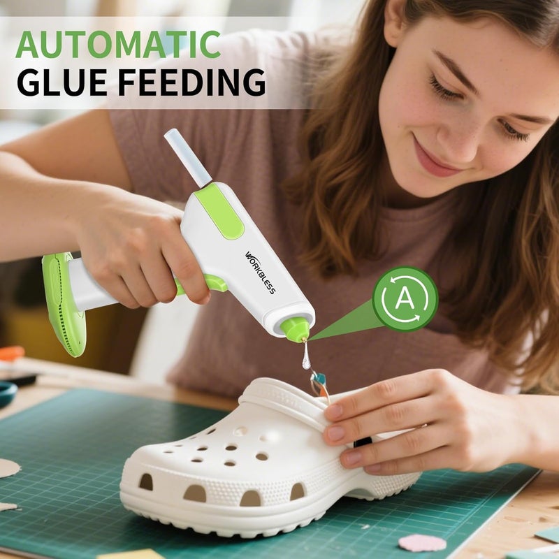 WorkBless Cordless Hot Glue Gun: Glue Gun and 20PCS 0.28'' Mini Sticks Set - Glue Gun Cordless & Rechargeable 2900mAh Battery for Crafts, Home & Christmas Decorations, Automatic Glue Feeding - Image 3